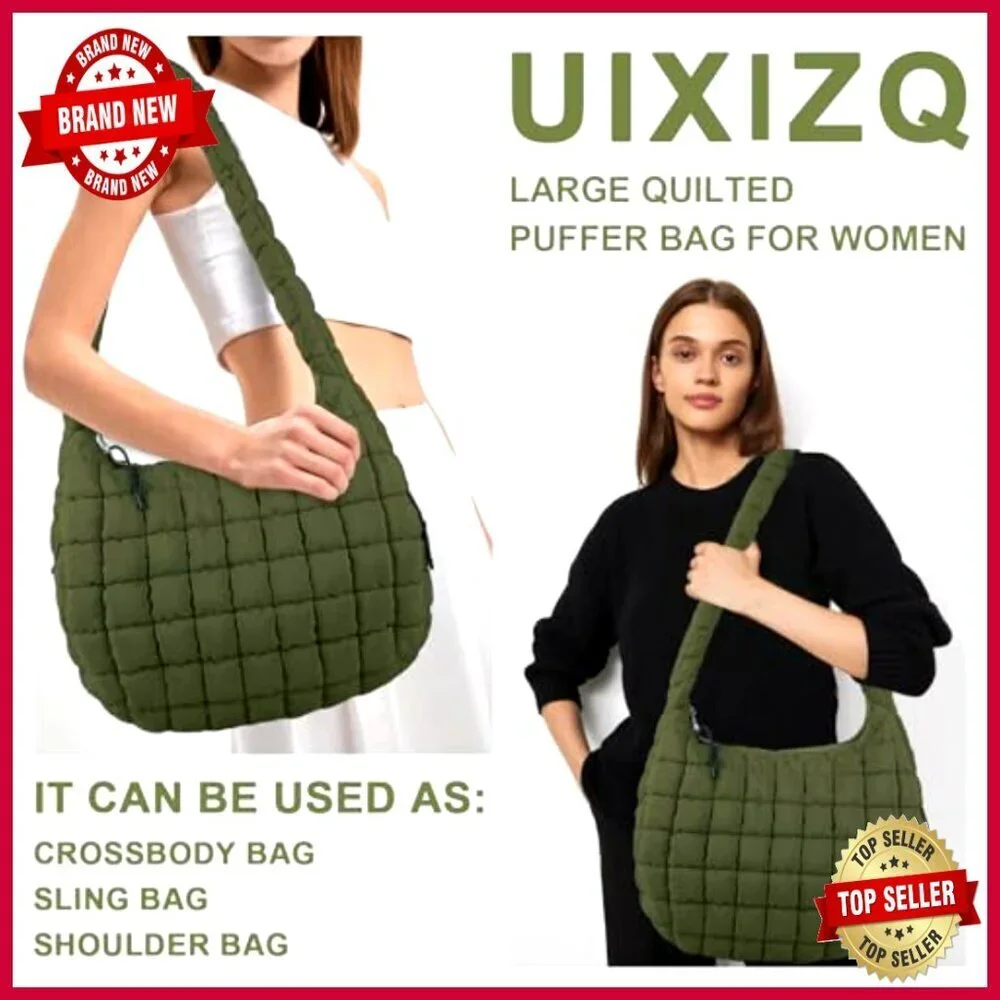Quilted Puffer Tote Hobo Bag Crossbody Shoulder Bag Lightweight Nylon